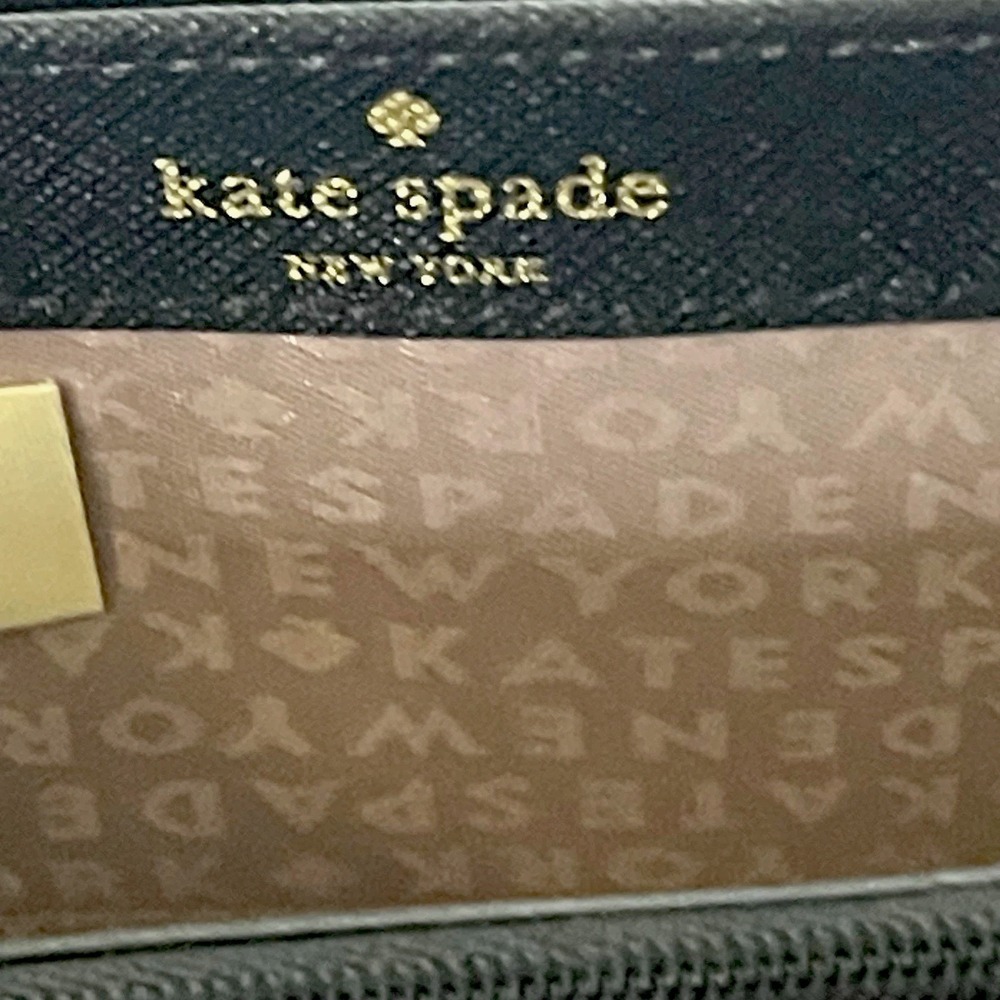 Kate Spade Laurel Way Neda Zip Around Wallet Black/Tan Color Block Leather Gold - Picture 10 of 10